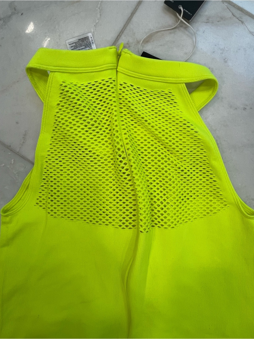 Beyonce Adidas X IVY PARK Neon Yellow Mesh-Panel Halter Jumpsuit size XL - Picture 14 of 15